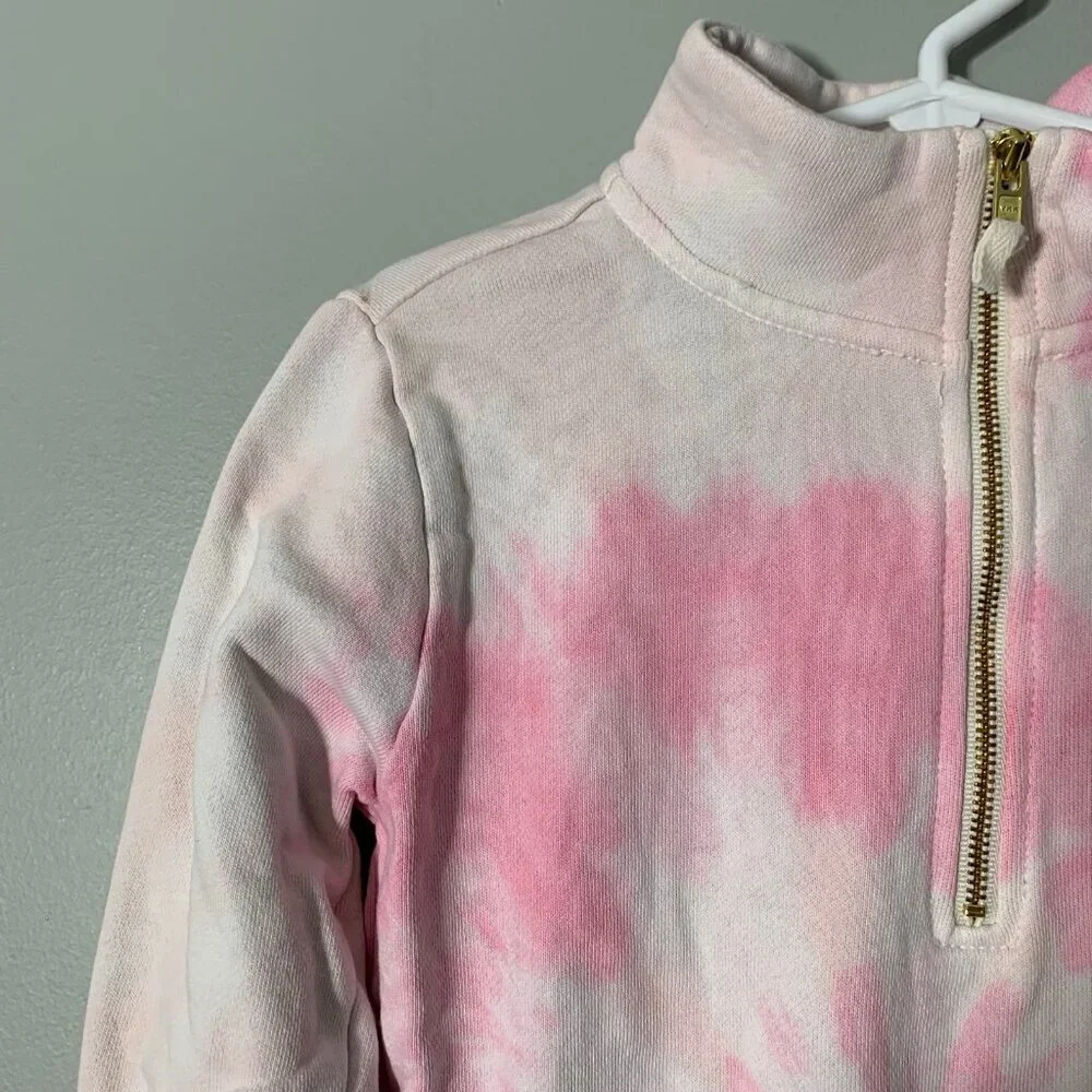 5/$25 Crewcuts Girls Pink Tie Dye Quarter Zip Sweatshirt Mock Neck Size S 6-7 - Picture 3 of 5
